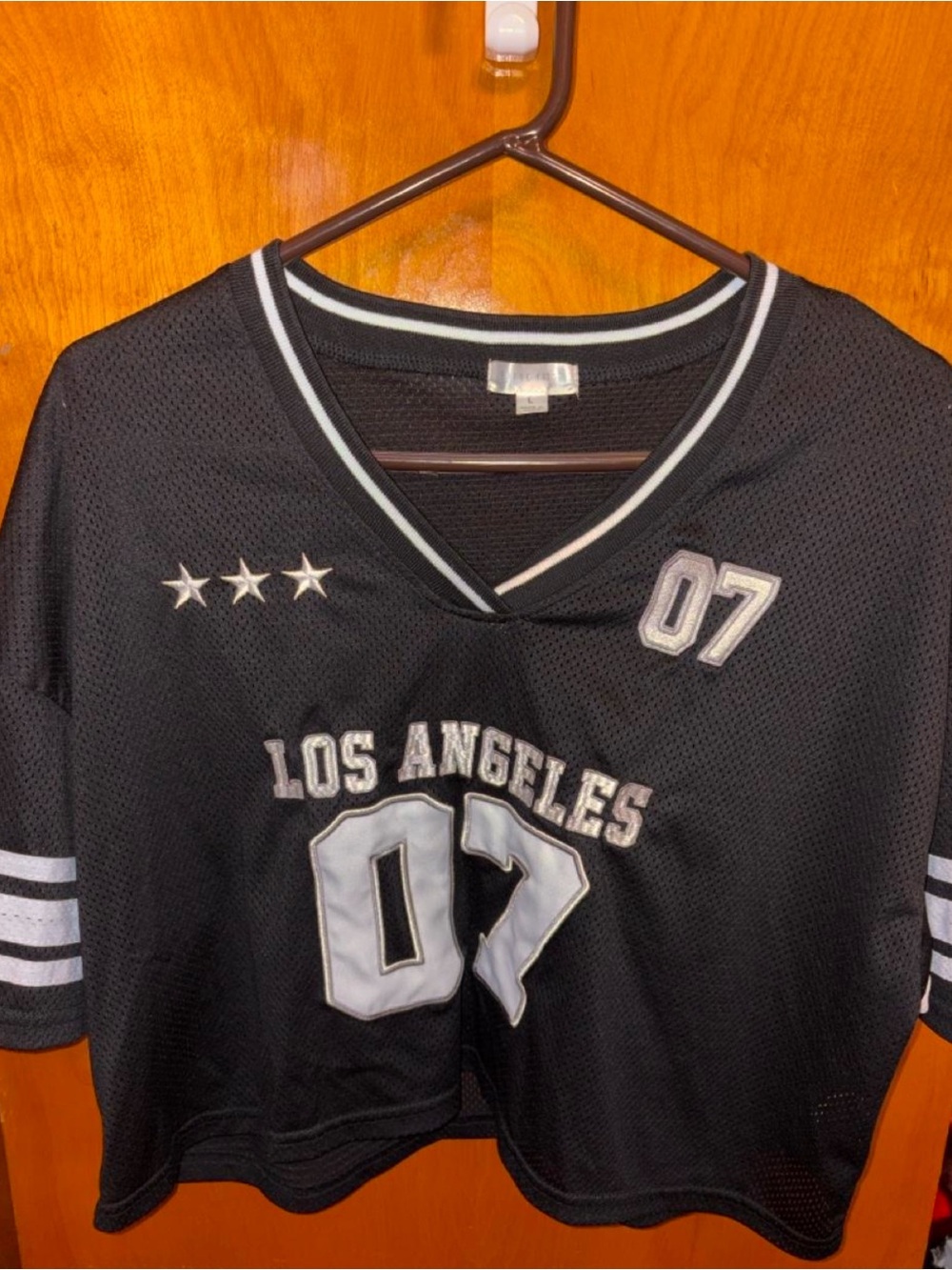 Los Angeles 07 Black Mesh V-Neck Sports Shirt